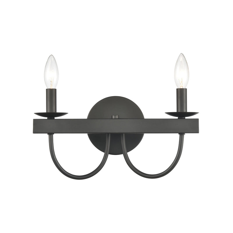 ELK Home 75074/2 Two Light Vanity, Black Finish - At LightingWellCo