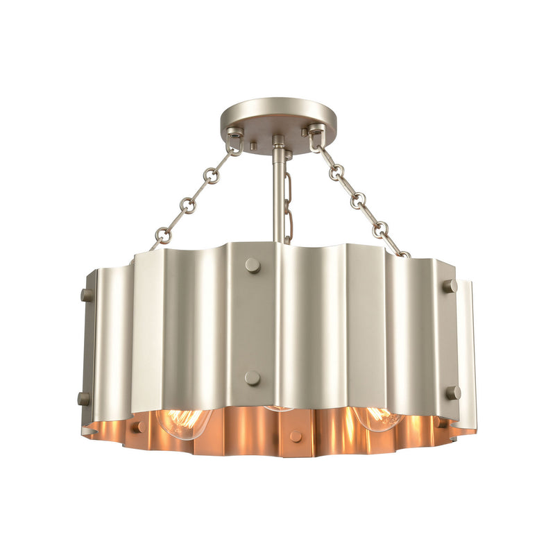 ELK Home 89056/3 Three Light Semi Flush Mount, Matte Nickel Finish - At LightingWellCo