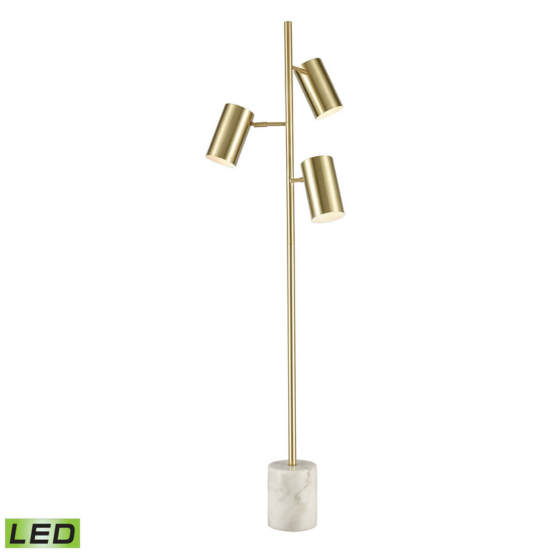 ELK Home D4533 LED Floor Lamp, Honey Brass, White Marble, White Marble Finish - At LightingWellCo