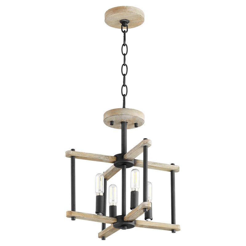 Quorum 3134-14-69 Four Light Dual Mount, Black w Weathered Oak Finish Finish - LightingWellCo