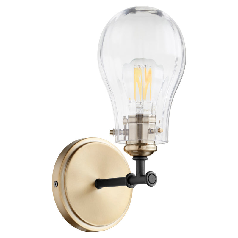 Quorum 511-1-69 One Light Wall Mount, Black w Aged Brass Finish - LightingWellCo