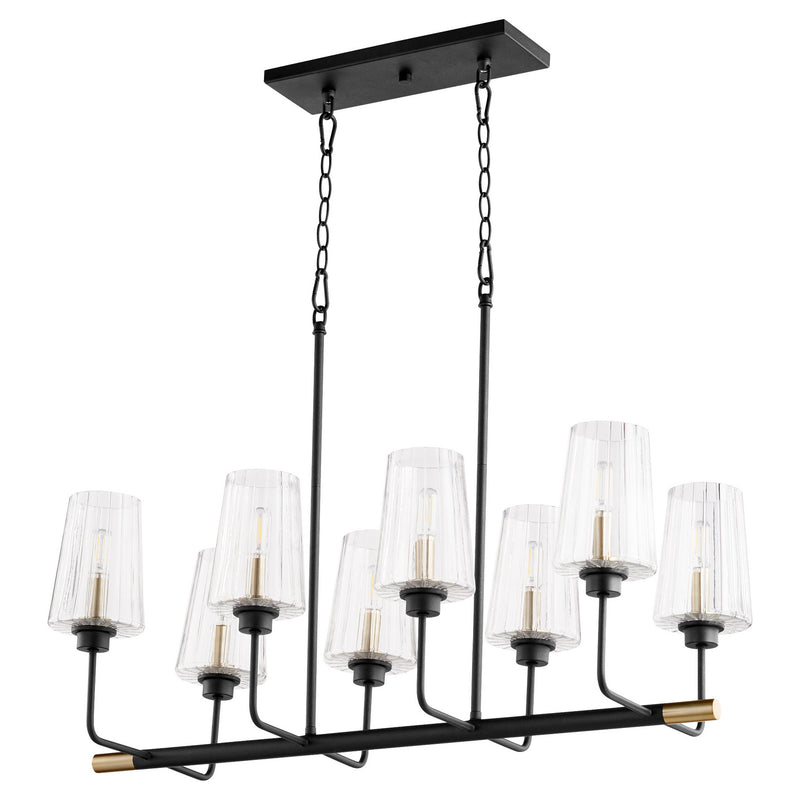 Quorum 626-8-6980 Eight Light Chandelier, Black w Aged Brass Finish - LightingWellCo