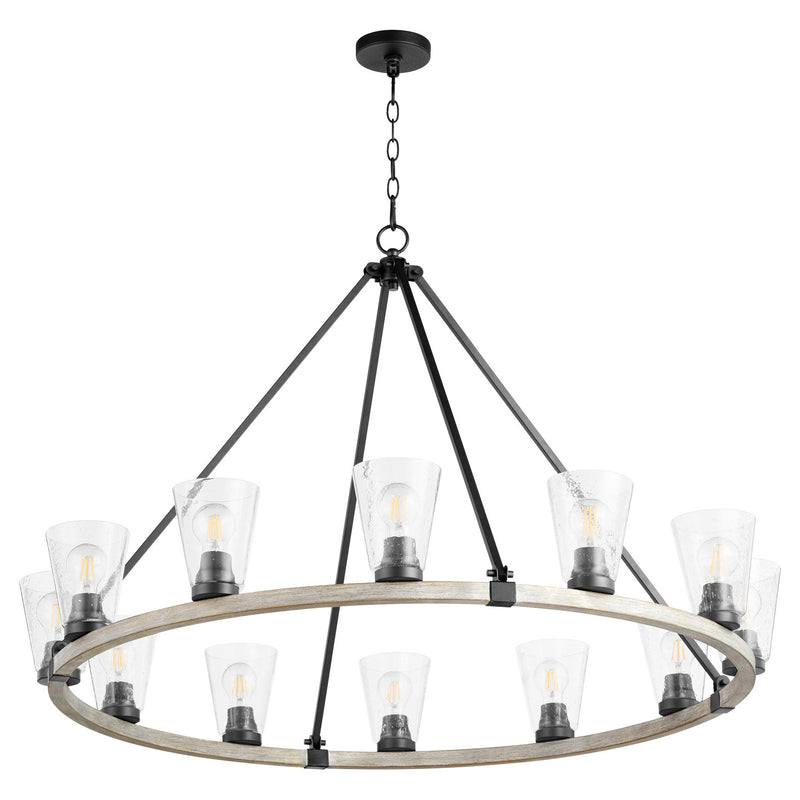 Quorum 63-12-6941 12 Light Chandelier, Black w Weathered Oak Finish Finish - LightingWellCo