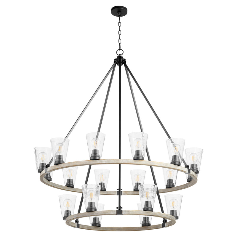 Quorum 63-18-6941 18 Light Chandelier, Black w Weathered Oak Finish Finish - LightingWellCo