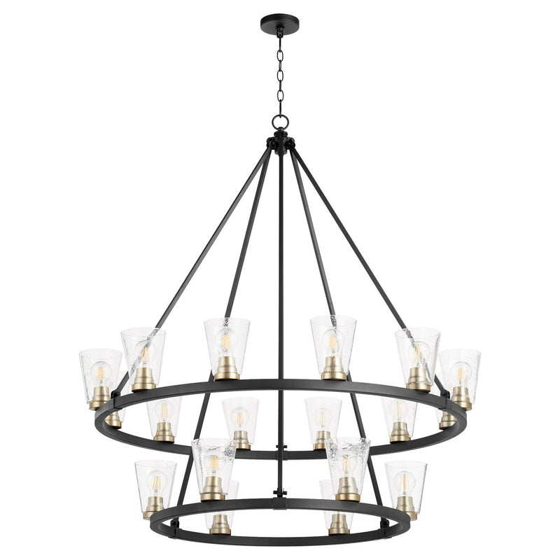 Quorum 63-18-6980 18 Light Chandelier, Black w Aged Brass Finish - LightingWellCo