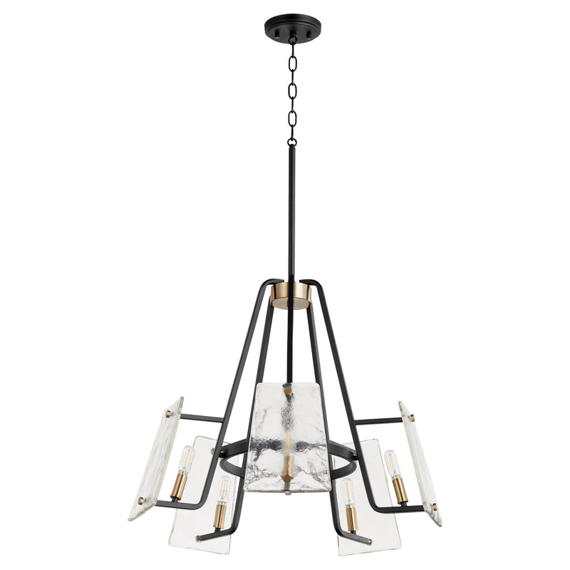 Quorum 637-5-69 Five Light Chandelier, Black w Aged Brass Finish - LightingWellCo