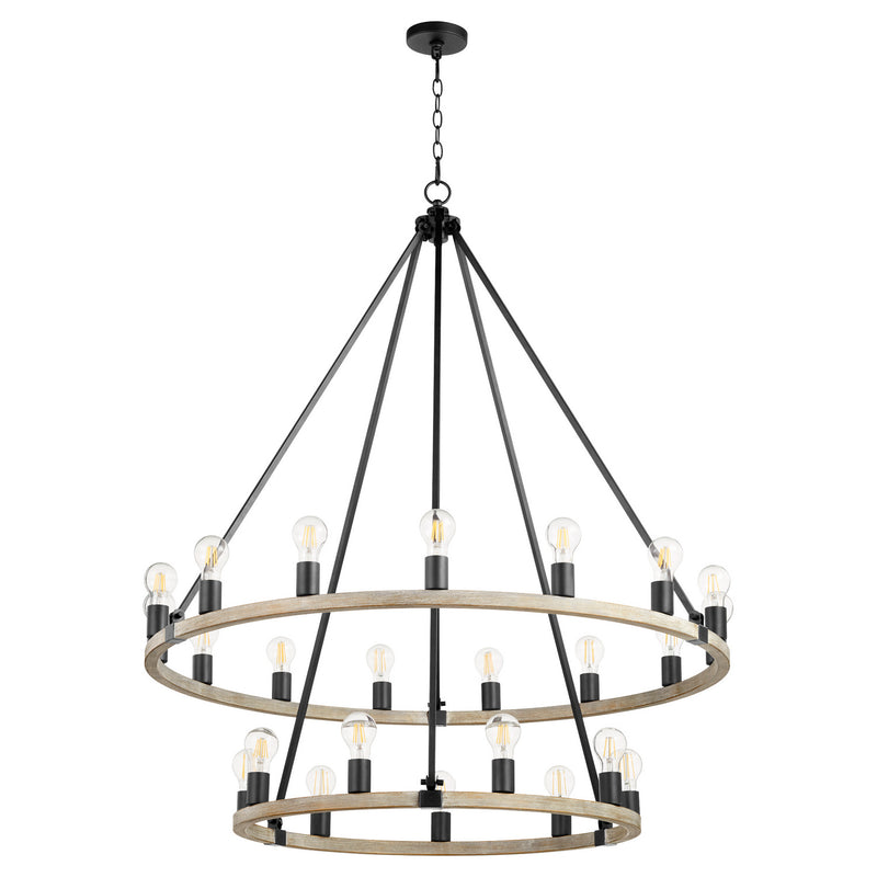 Quorum 64-24-6941 24 Light Chandelier, Black w Weathered Oak Finish Finish - LightingWellCo