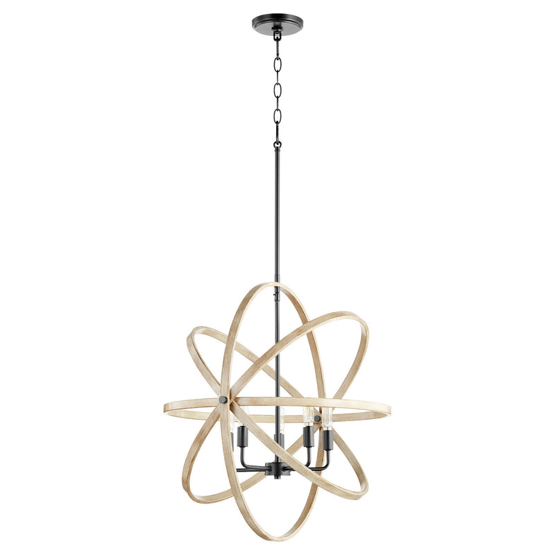 Quorum 86-5-69 Five Light Pendant, Black w Driftwood finish Finish - LightingWellCo