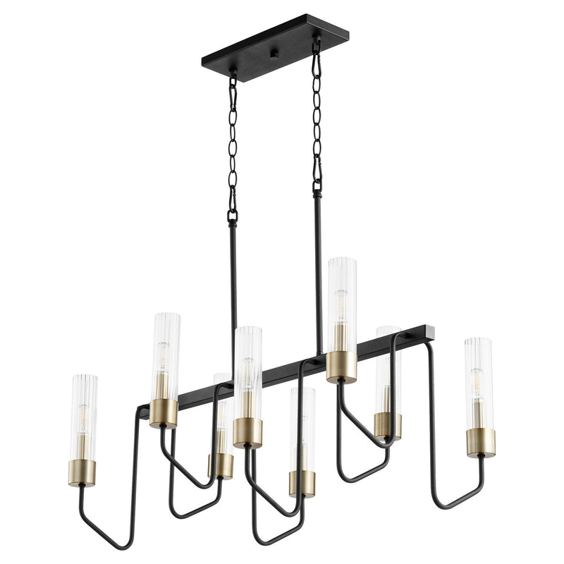 Quorum 895-8-6980 Eight Light Chandelier, Black w Aged Brass Finish - LightingWellCo