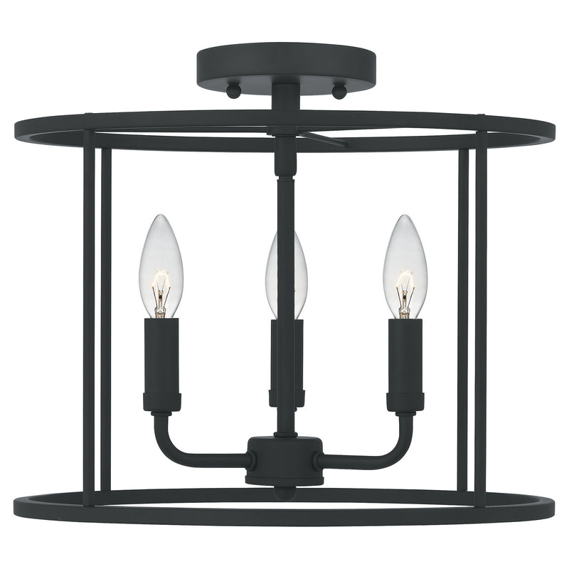 Quoizel ABR1714MBK Three Light Semi Flush Mount, Matte Black Finish - LightingWellCo