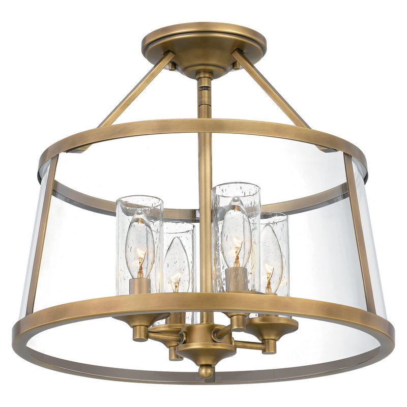 Quoizel BAW1716WS Four Light Semi-Flush Mount, Weathered Brass Finish - LightingWellCo