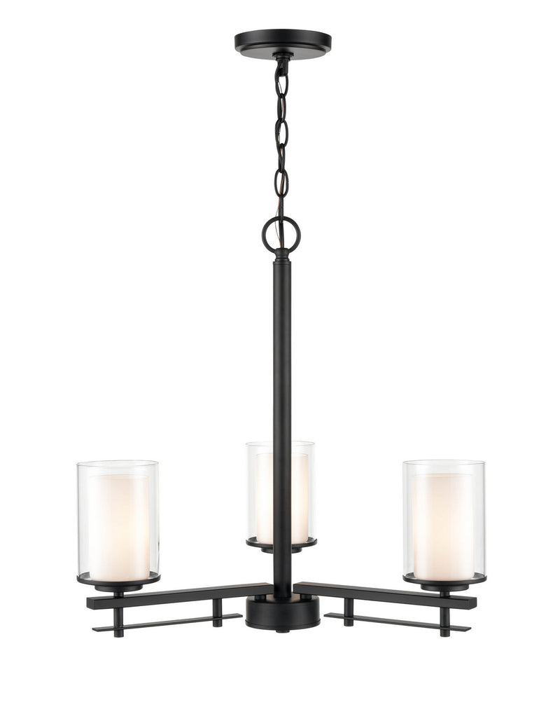 Millennium 5513-MB Three Light Chandelier, Matte Black Finish - LightingWellCo