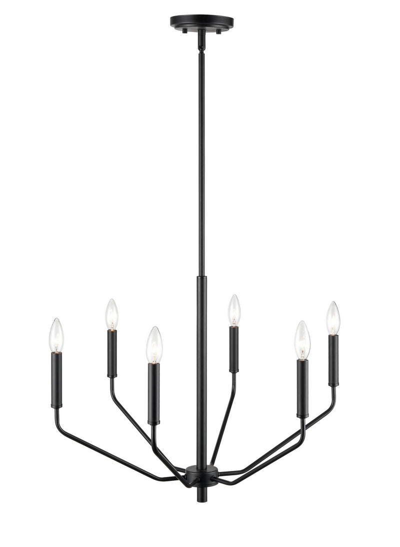 Millennium 8166-MB Six Light Chandelier, Matte Black Finish - LightingWellCo