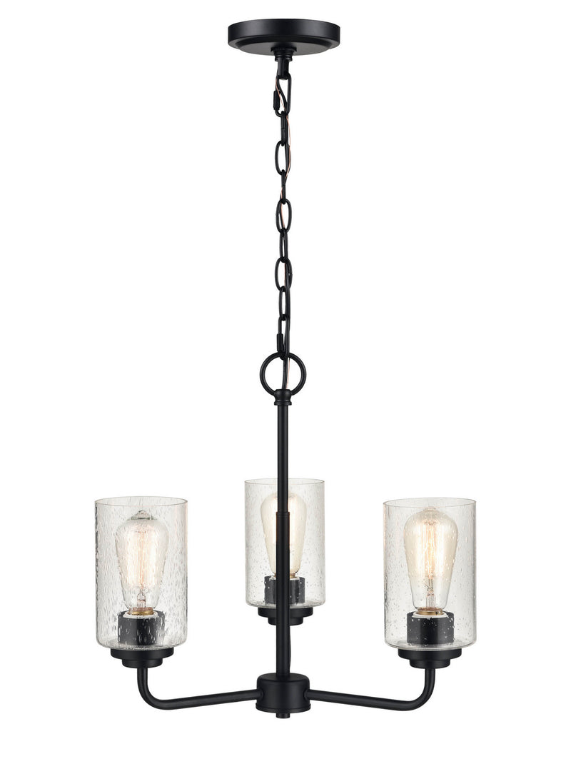 Millennium 9603-MB Three Light Chandelier, Matte Black Finish - LightingWellCo