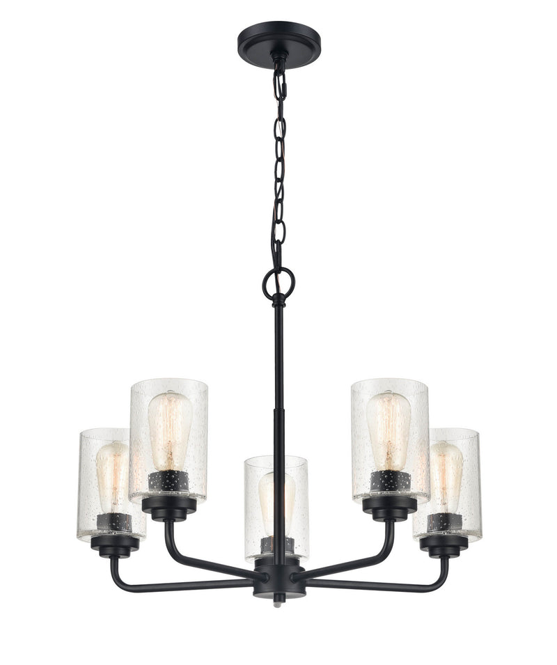 Millennium 9605-MB Five Light Chandelier, Matte Black Finish - LightingWellCo