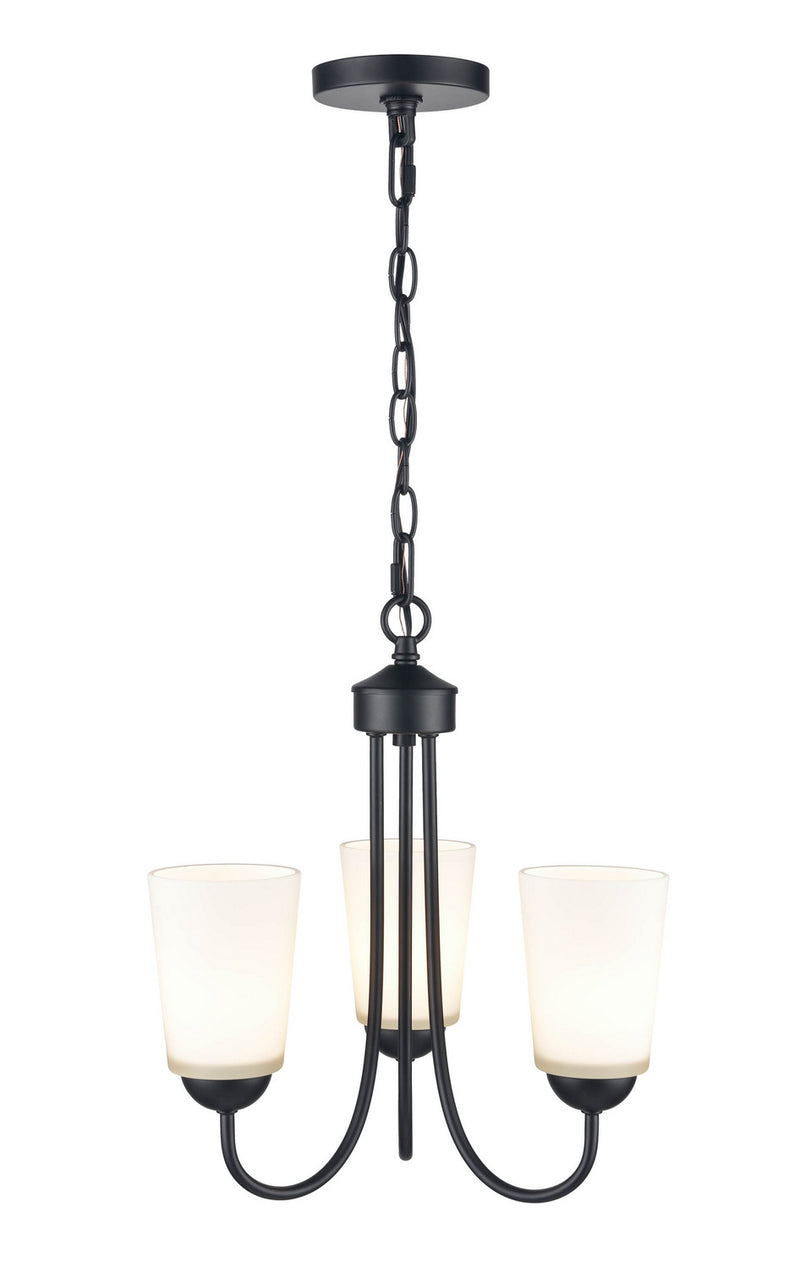 Millennium 9803-MB Three Light Chandelier, Matte Black Finish - LightingWellCo