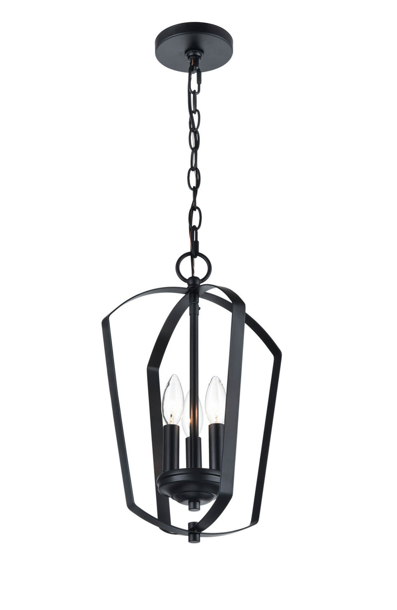 Millennium 9823-MB Three Light Chandelier, Matte Black Finish - LightingWellCo