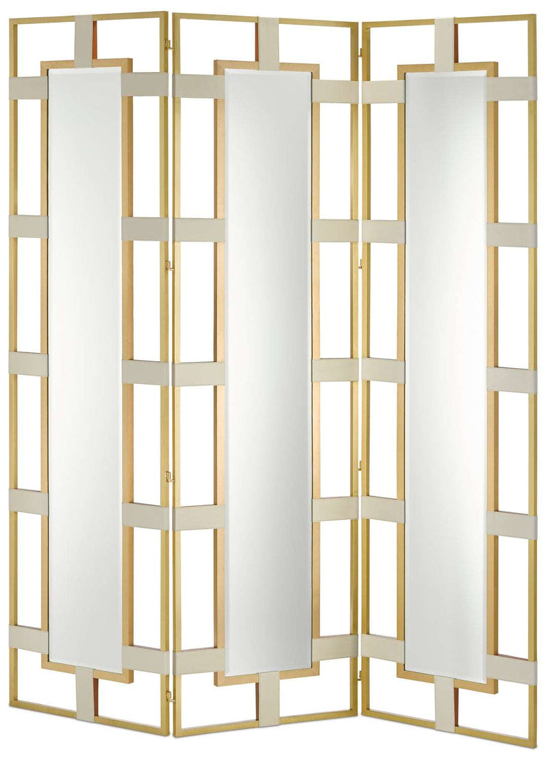 Currey and Company 1000-0084 Mirror, Cream/Brushed Brass/Mirror Finish - LightingWellCo