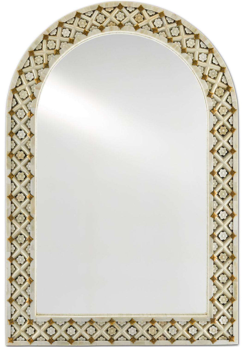 Currey and Company 1000-0089 Mirror, Natural Bone/Brass/Mirror Finish - LightingWellCo