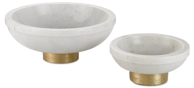 Currey and Company 1200-0169 Bowl, White/Brass Finish - LightingWellCo