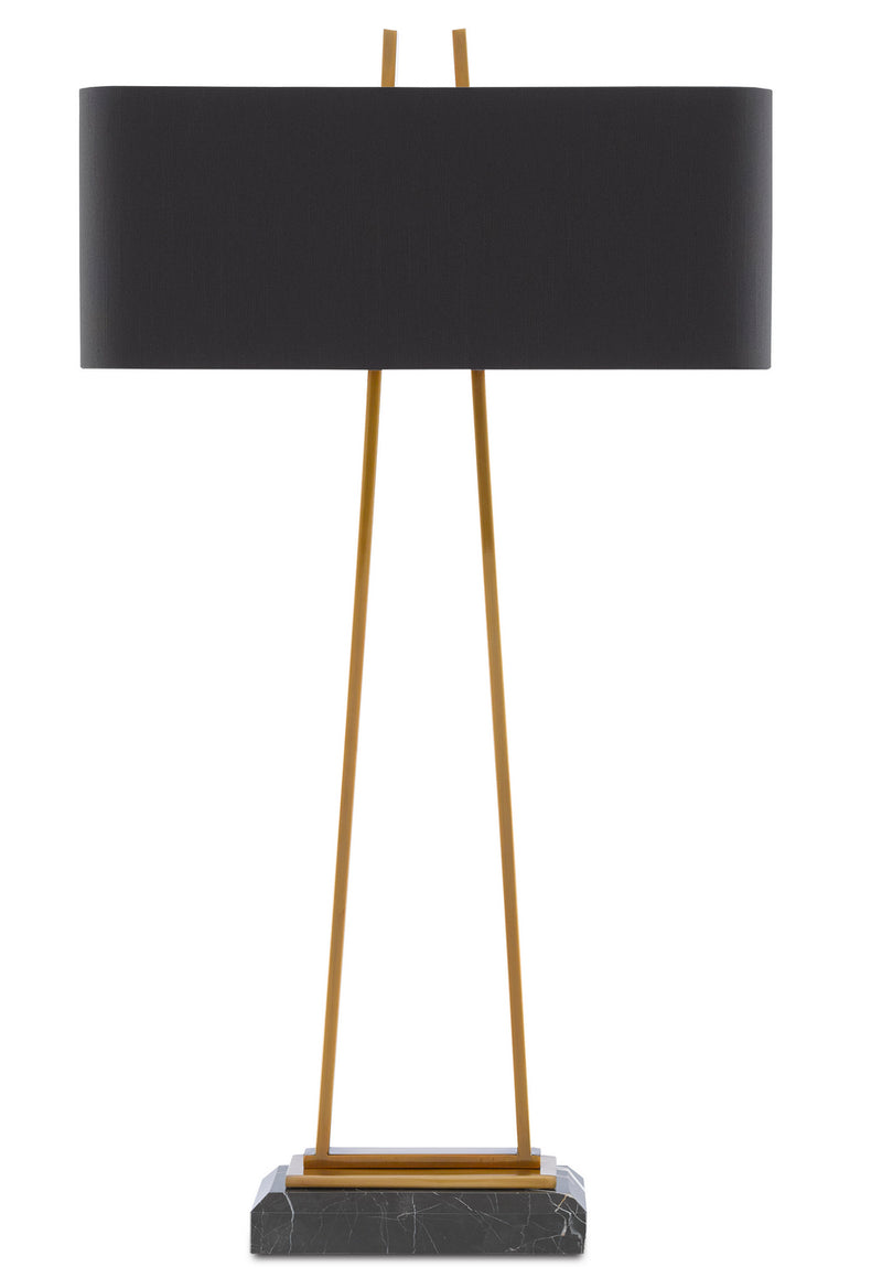 Currey and Company 6000-0566 Two Light Table Lamp, Antique Brass/Black Finish - LightingWellCo