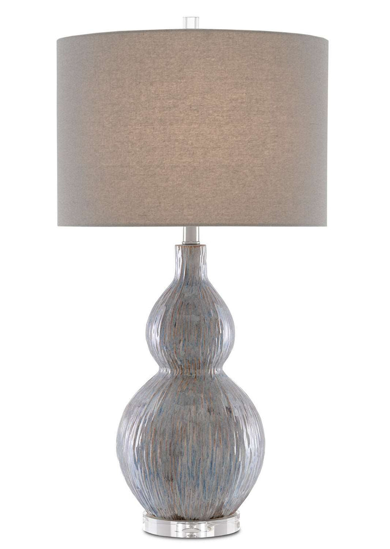 Currey and Company 6000-0610 One Light Table Lamp, Gray/Blue/Taupe/Clear Finish - LightingWellCo