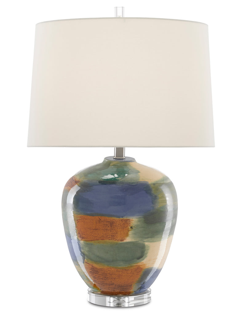 Currey and Company 6000-0613 One Light Table Lamp, Blue/Green/Sand/Rust/Clear Finish - LightingWellCo