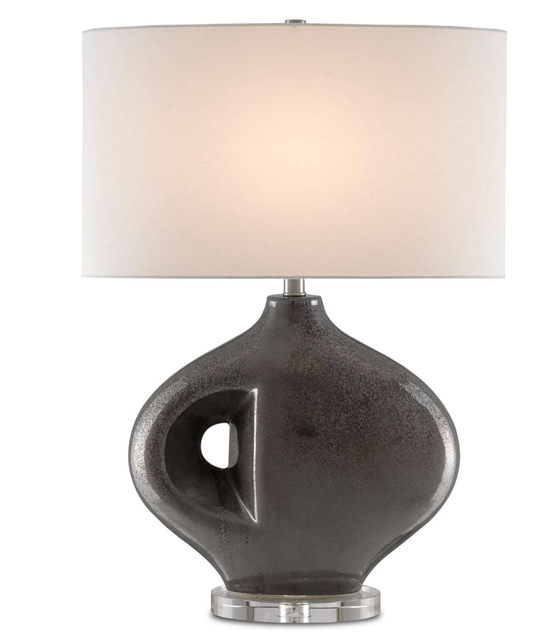 Currey and Company 6000-0614 One Light Table Lamp, Gunmetal Metallic/Clear Finish - LightingWellCo