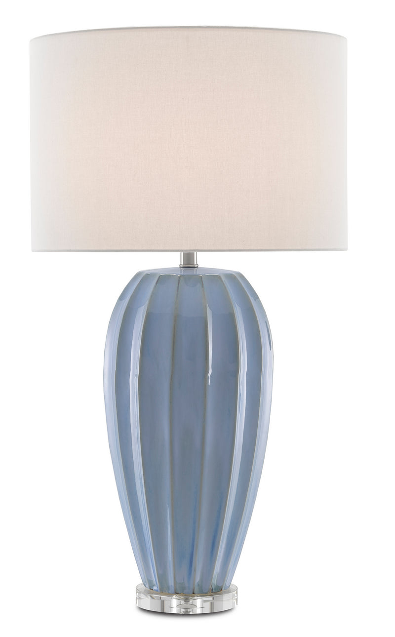 Currey and Company 6000-0616 One Light Table Lamp, Light Blue/Clear Finish - LightingWellCo