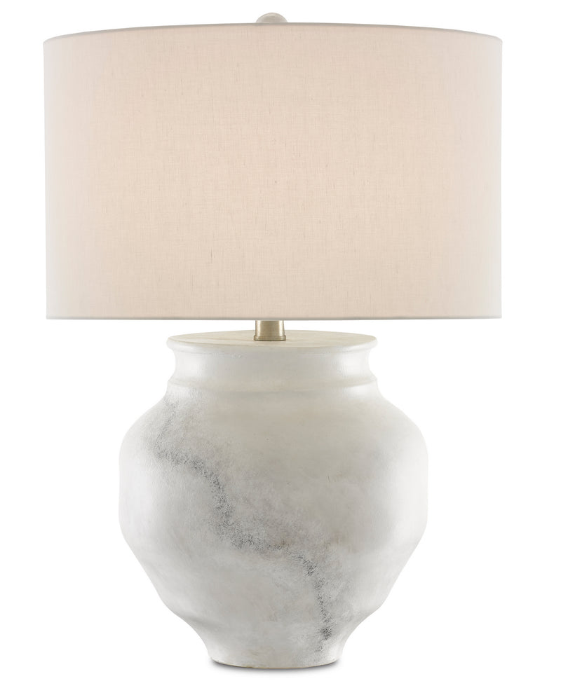 Currey and Company 6000-0623 One Light Table Lamp, Painted White/Painted Gray/Contemporary Silver Leaf Finish - LightingWellCo
