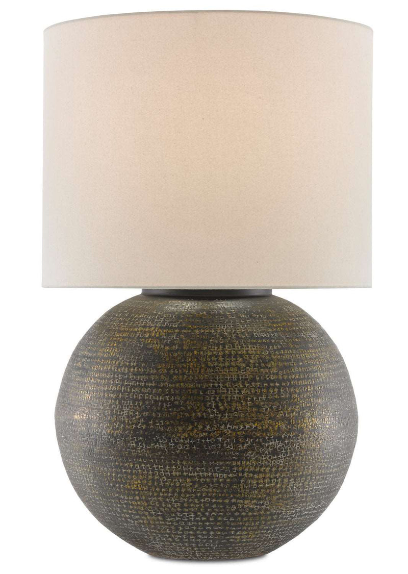 Currey and Company 6000-0633 One Light Table Lamp, Antique Gold/Black/Whitewash Finish - LightingWellCo