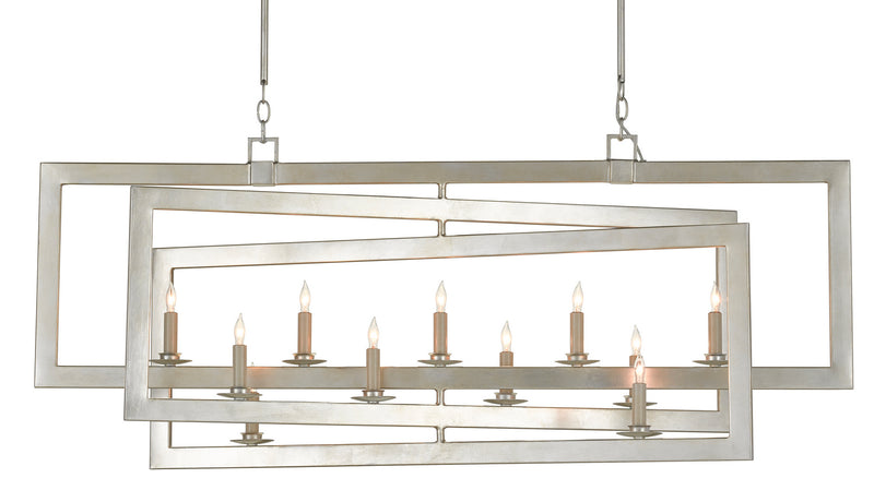 Currey and Company 9000-0634 11 Light Chandelier, Contemporary Silver Leaf Finish - LightingWellCo