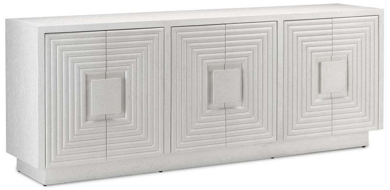 Currey and Company 3000-0152 Credenza, Cerused White Finish - LightingWellCo