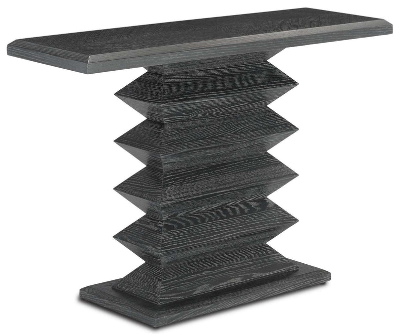Currey and Company 3000-0163 Console Table, Cerused Black Finish - LightingWellCo
