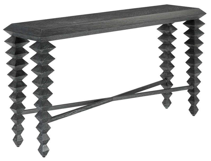 Currey and Company 3000-0165 Console Table, Cerused Black Finish - LightingWellCo