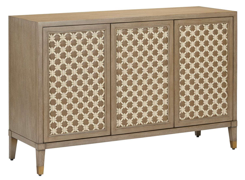 Currey and Company 3000-0176 Cabinet, Light Wheat/Taupe/Ivory/Light Antique Brass Finish - LightingWellCo