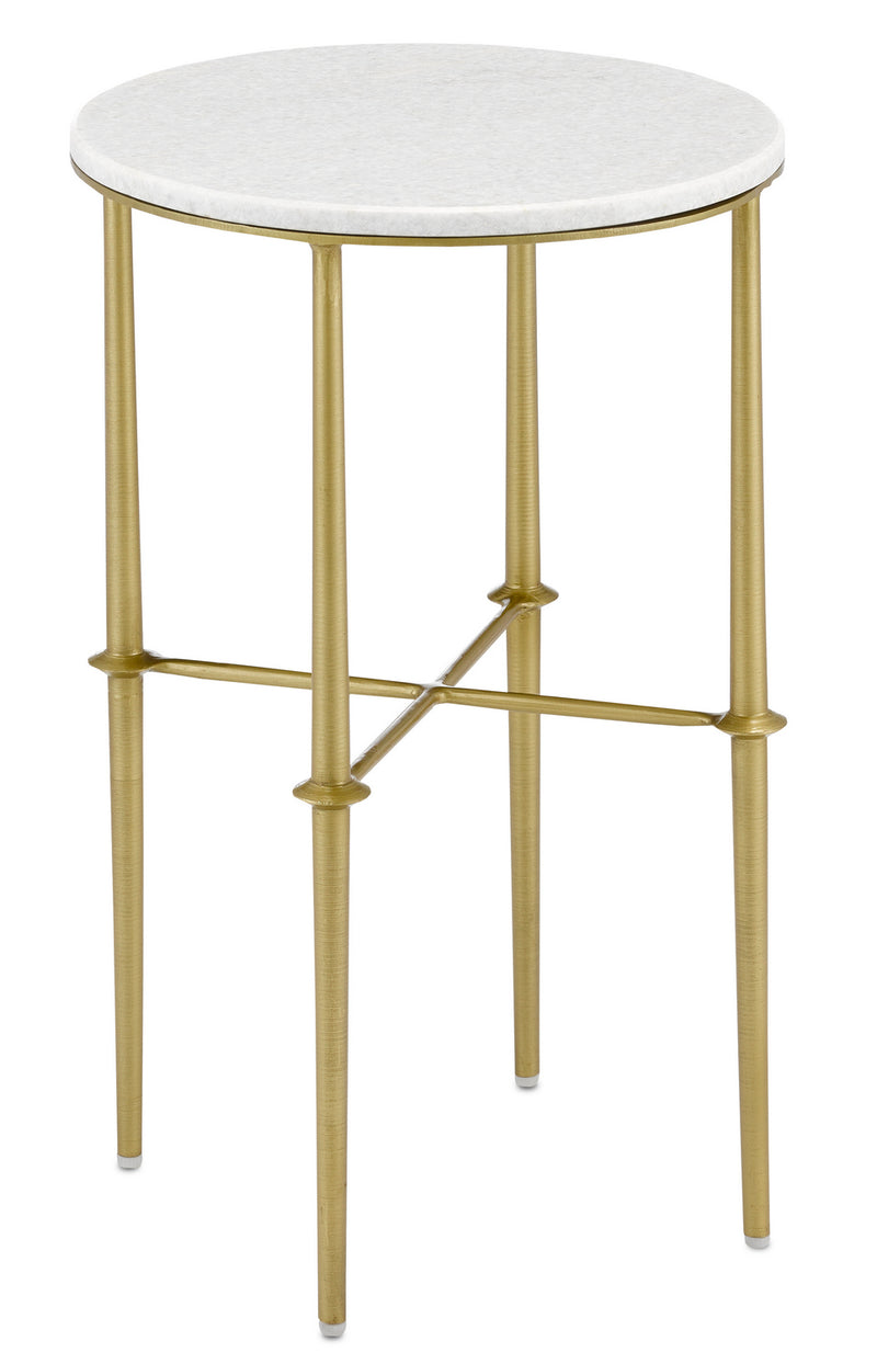 Currey and Company 3000-0182 Accent Table, Brass/White Finish - LightingWellCo