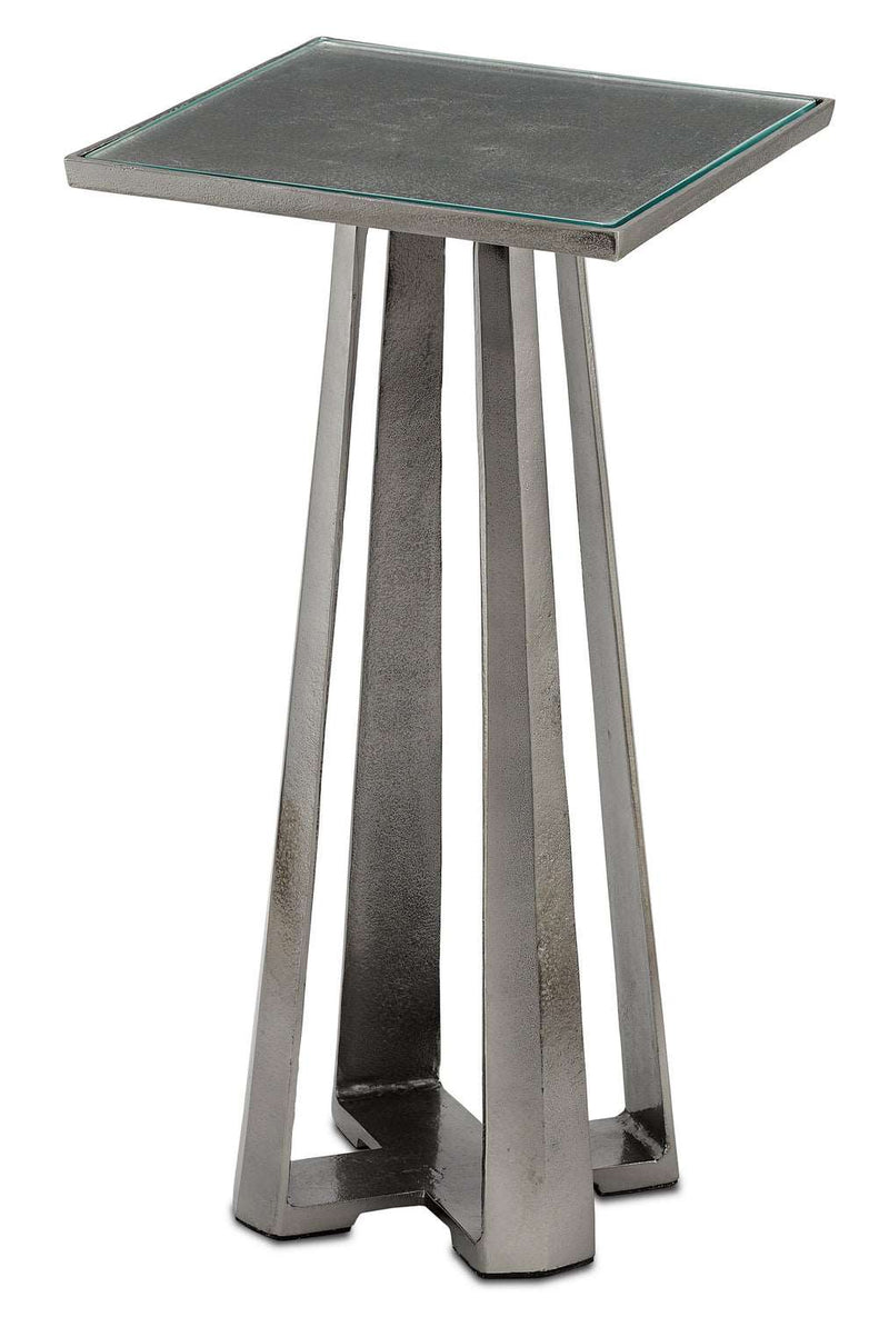 Currey and Company 4000-0110 Accent Table, Black Nickel/Clear Finish - LightingWellCo