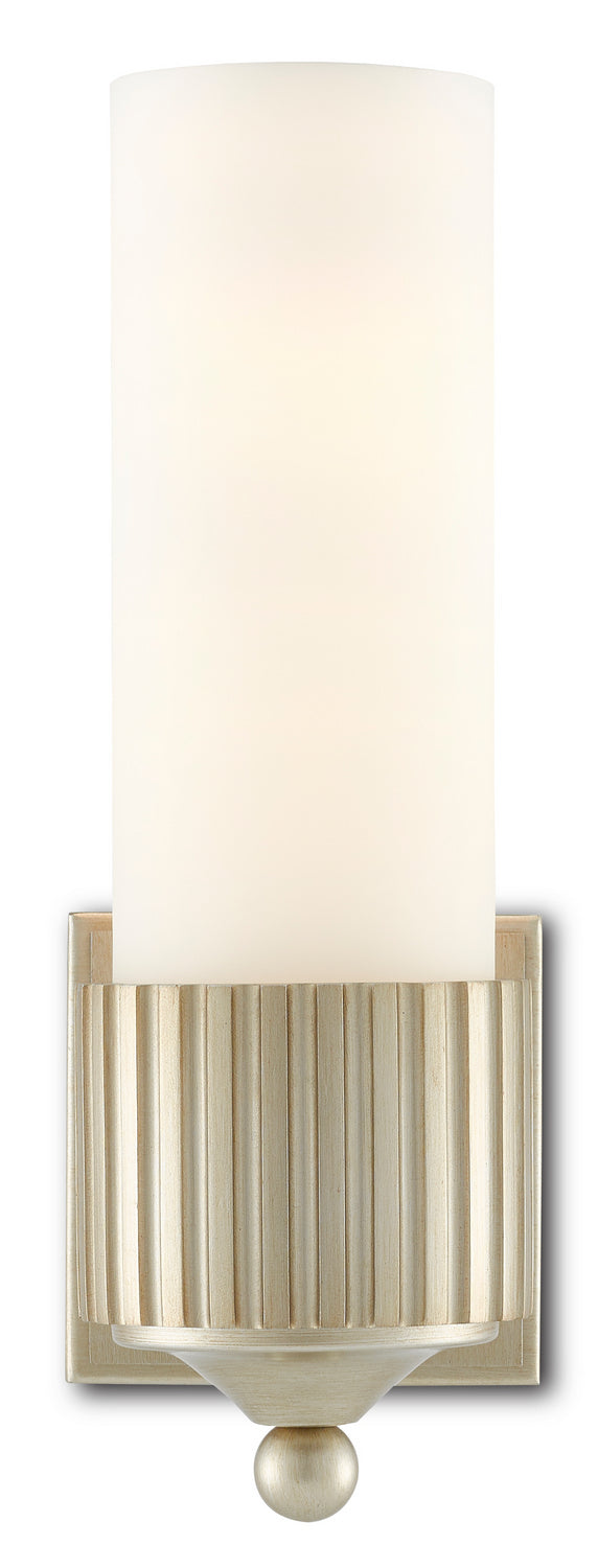 Currey and Company 5000-0178 One Light Wall Sconce, Silver Leaf/Frosted Glass Finish - LightingWellCo