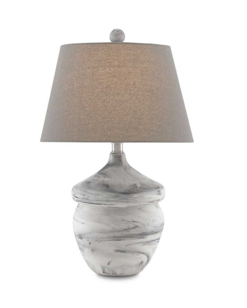 Currey and Company 6000-0669 One Light Table Lamp, White/Gray Finish - LightingWellCo