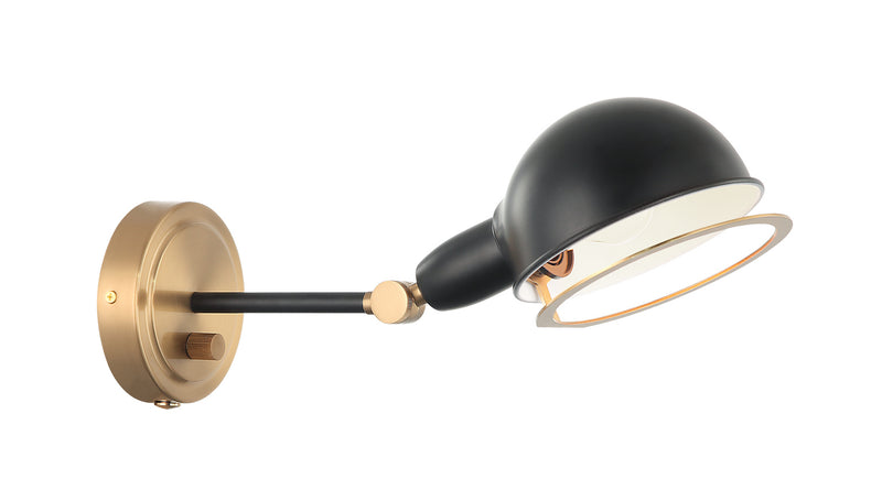 Matteo Lighting S00711AGBK Wall Sconce Light, Aged Gold Brass / Black Finish - LightingWellCo