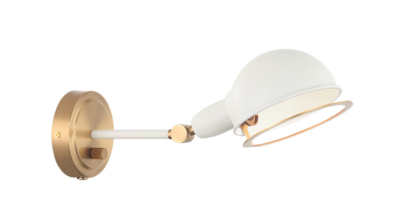 Matteo Lighting S00711AGWH Wall Sconce Light, Aged Gold Brass / White Finish - LightingWellCo