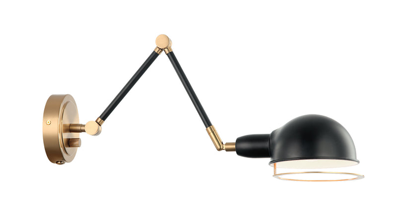 Matteo Lighting S00721AGBK Wall Sconce Light, Aged Gold Brass / Black Finish - LightingWellCo