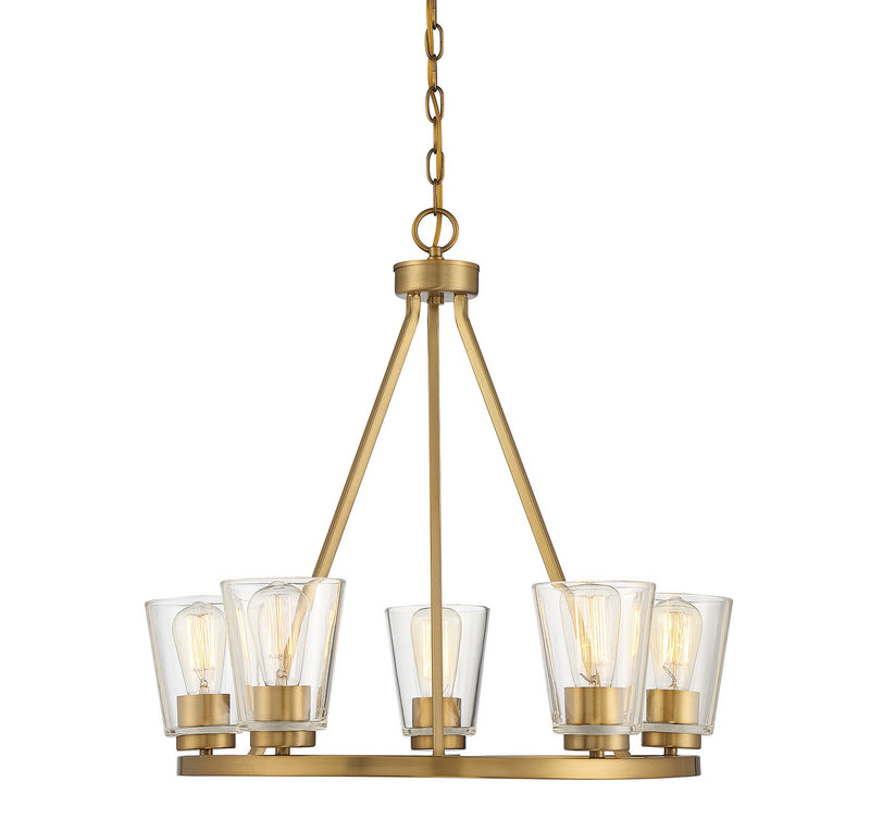 Savoy House 1-1021-5-322 Five Light Chandelier, Warm Brass Finish LightingWellCo