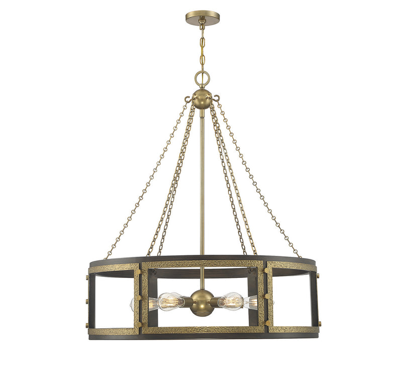 Savoy House 1-1491-6-170 Six Light Pendant, Burnished Brass W/ Walnut Finish LightingWellCo