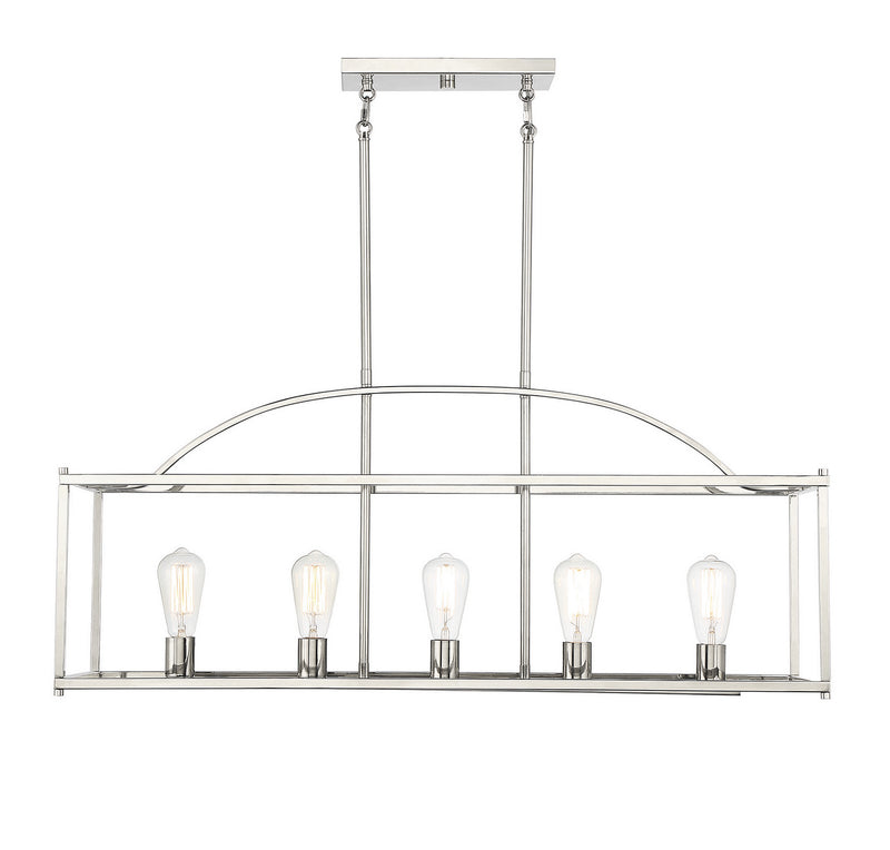 Savoy House 1-190-5-109 Five Light Linear Chandelier, Polished Nickel Finish LightingWellCo