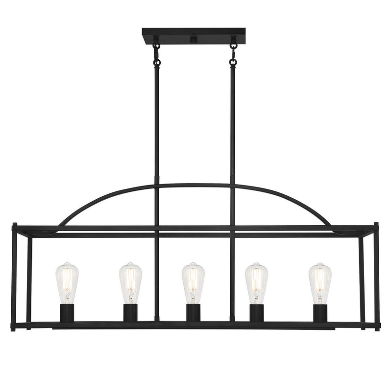 Savoy House 1-190-5-89 Five Light Linear Chandelier, Matte Black Finish LightingWellCo