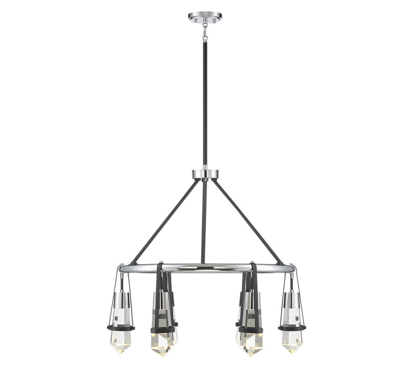 Savoy House 1-7707-6-67 LED Chandelier, Matte Black With Polished Chrome Accents Finish LightingWellCo