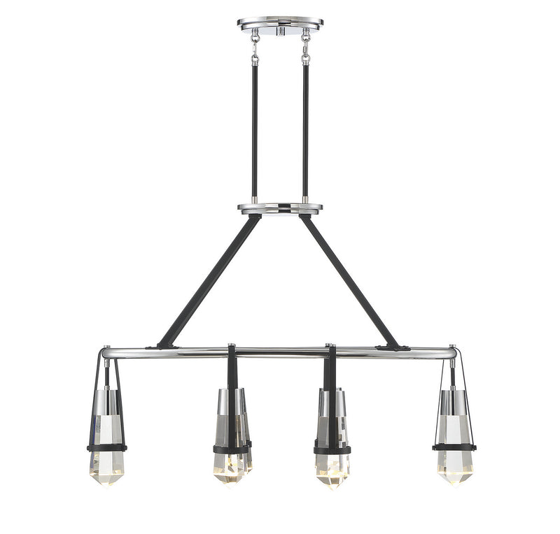 Savoy House 1-7708-6-67 LED Linear Chandelier, Matte Black With Polished Chrome Accents Finish LightingWellCo