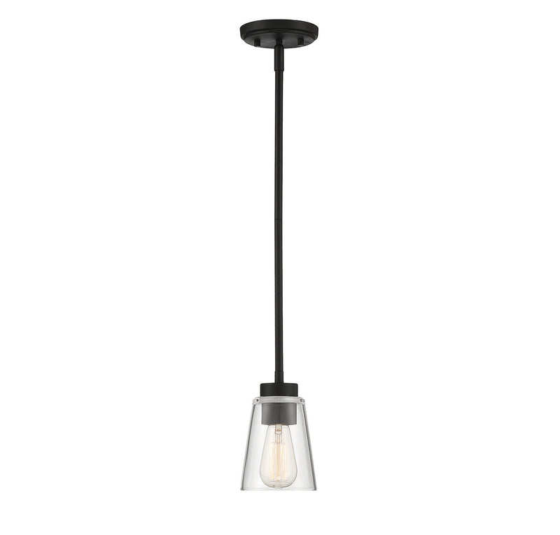 Savoy House Calhoun 7-1026-1-89 One Light Mini-Pendant, Matte Black Finish - LightingWellCo